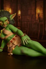 Si70 AT Kaela green skin goblin girl mini sex doll lying pose showing body curves – CLM Classic