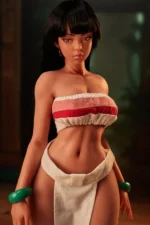 Si70 MO Roxy Mini Anime Sex Doll close-up of wrap top knot and jade bangle bracelets at the waist