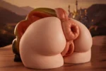 PA-Peppy: Rounded and full hips are presented against a warm-toned background, featuring realistic contours and folds alongside a smooth, warm, and lifelike skin texture.