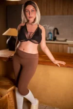 Silicone-sex-doll-Savannah-leaning-on-kitchen-counter