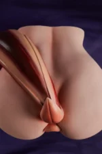 PA-Theory: This top-down main image displays the product's voluptuous, plump buttocks, highlighting the deep spinal indentation down the lower back and a large, dual-toned reddish-brown tail curving naturally forward and downward.