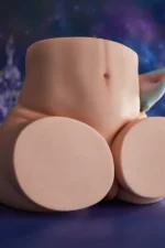 PA-Razor: This front view main image showcases the product's smooth, delicate abdominal skin texture and defined belly button, highlighting two rounded, flat thigh cross-sections in front and the multi-colored sculpted tail peeking from the back right.
