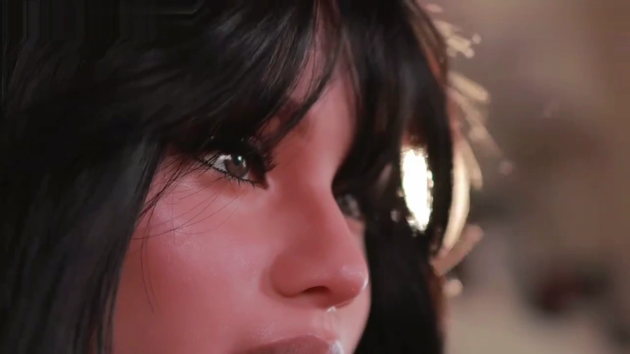 Side close-up of Raven’s eyes, eyelashes and nose