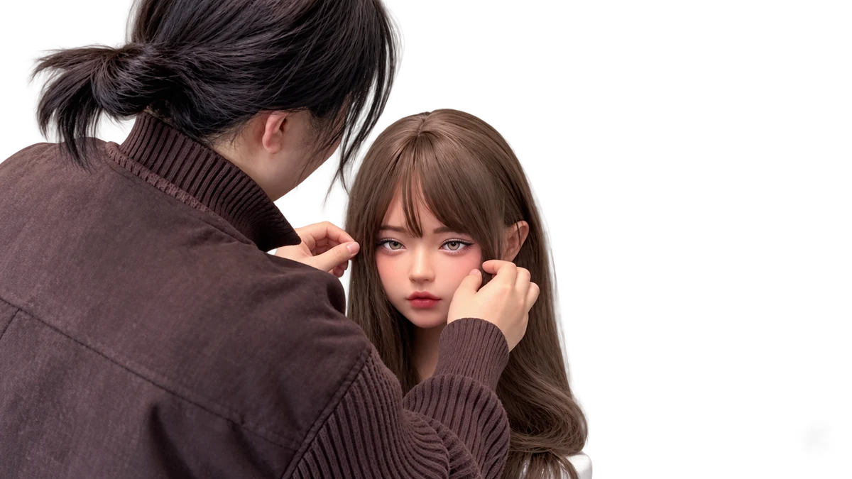 Arrange the strands beside the cheeks