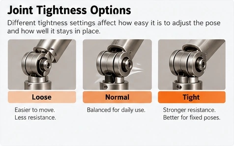 Illustration comparing loose, normal, and tight joint resistance.